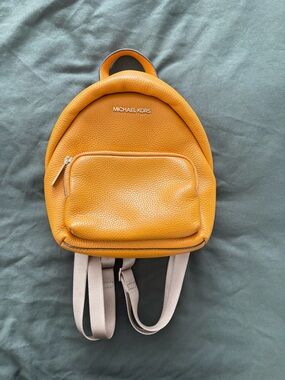 Michael Kors Amber Leather Mini Backpack with Front Zip Pocket